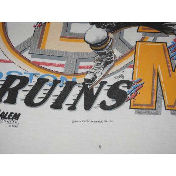 Vintage 1990 Cam Neely Salem Sportswear Boston Bruins Caricature T-Shirt Small - Picture 3 of 8